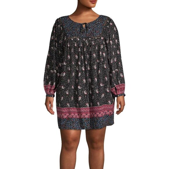 Romantic Gypsy Womens Dress/Tunic/Top Paisley Long Sleeves Keyhole Neck Sz3X - Picture 1 of 13
